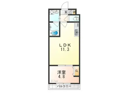 カーサ・フェリーチェ桂(1LDK/1階)の間取り写真