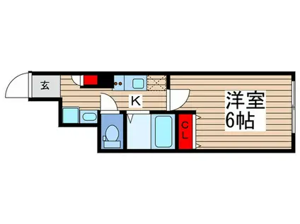 ミハス市川(1K/1階)の間取り写真