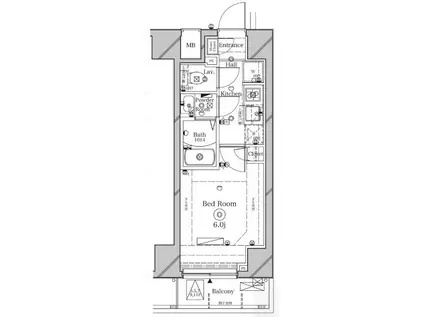 ラフィスタ横浜阪東橋II(1K/5階)の間取り写真