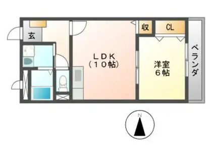 メゾン ドゥーズ(1LDK/1階)の間取り写真