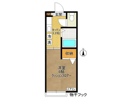 ブレーメンTAMAII(1K/1階)の間取り写真