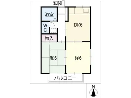 コーポ舟橋(2DK/1階)の間取り写真