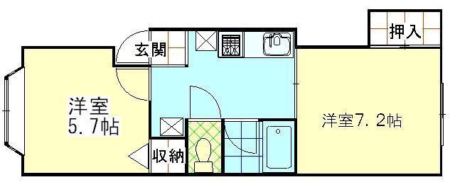 アーバンハイツ港南E(2K/2階)の間取り写真