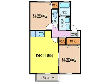 スカイコート大村 I(2LDK/2階)の間取り写真