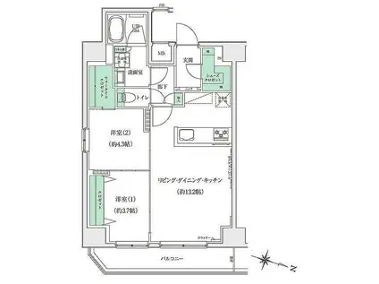 STANDZ板橋本町(2LDK/9階)の間取り写真