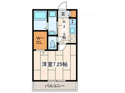 オルビック(1K/2階)の間取り写真