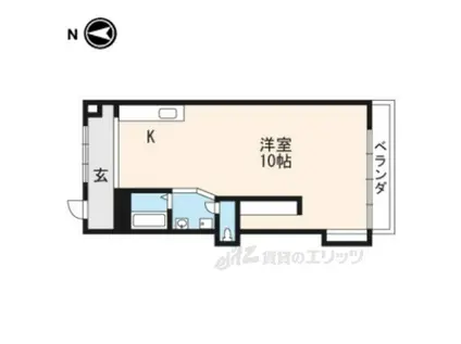 地下鉄東西線 二条城前駅 徒歩11分 6階建 築56年(ワンルーム/3階)の間取り写真