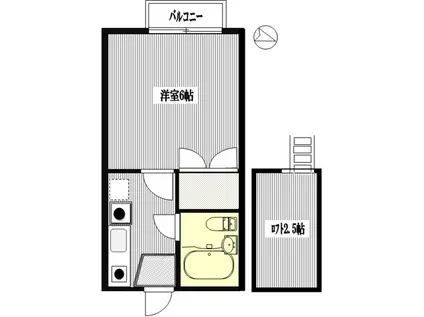 Aハウス(1K/2階)の間取り写真