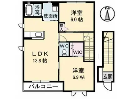 サンディスク PIVO 02(2LDK/2階)の間取り写真