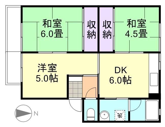 ハーベスト川入(3DK/2階)の間取り写真