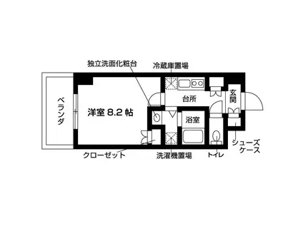 ボヌール華西陣(1K/4階)の間取り写真