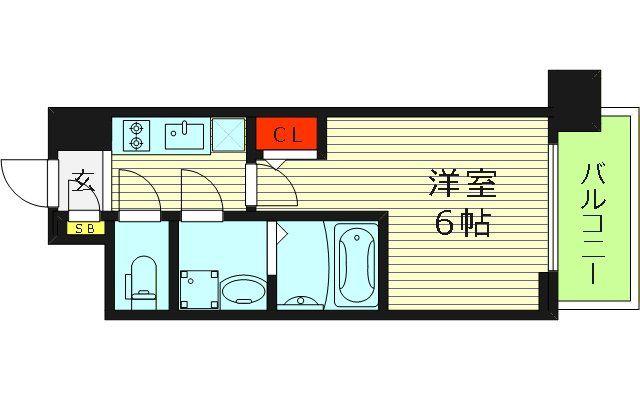 エスリード大阪城イースト(1K/11階)の間取り写真