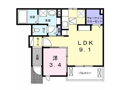 グランディール枝堀A(1LDK/1階)の間取り写真