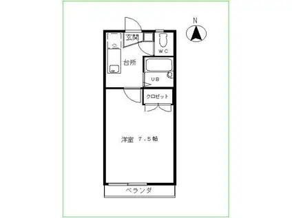 タウンズ笹川第1(1K/1階)の間取り写真