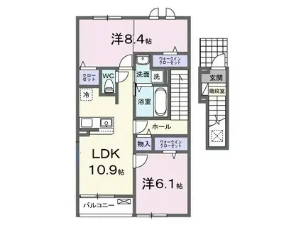 ラ メッゾII(2LDK/2階)の間取り写真