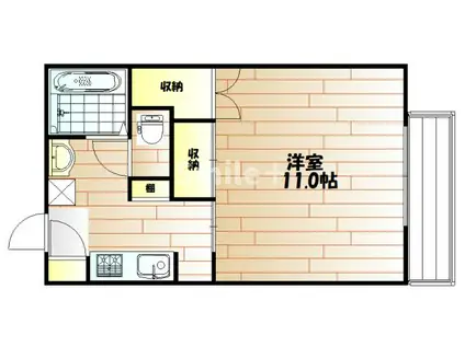 ドムスフローラF(1K/2階)の間取り写真