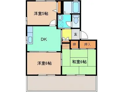 セゾンソレーユ C(3DK/1階)の間取り写真