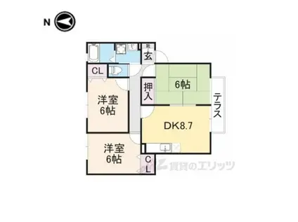 パセオボナールAB(3DK/1階)の間取り写真