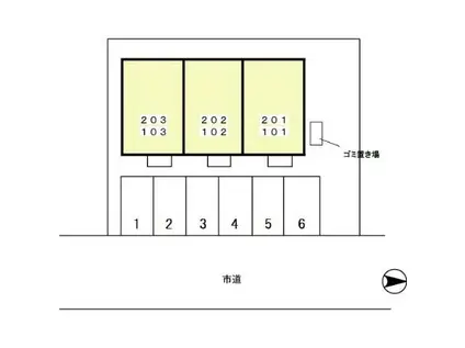 メゾンフローラル駅東103(1K/1階)の間取り写真