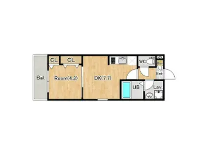 ジーメゾン八王子散田ピレン(1DK/1階)の間取り写真