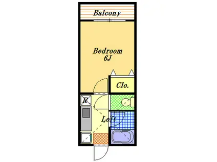 マリーナ デル レイ(1K/2階)の間取り写真