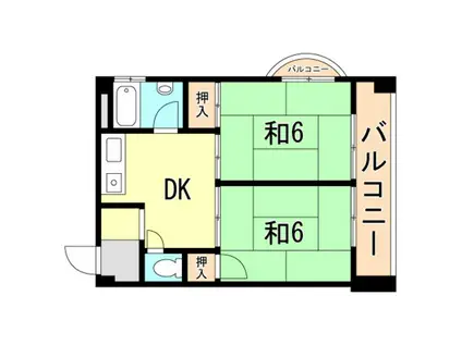 三葉ハイツ(2DK/4階)の間取り写真