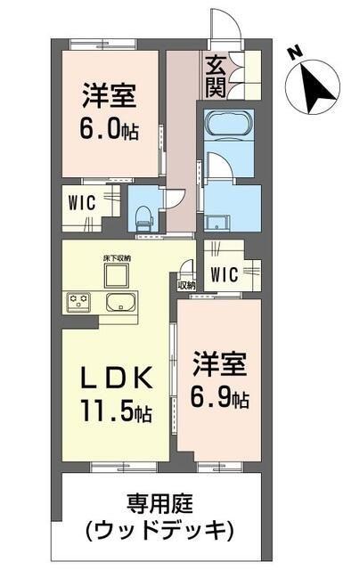 ティエンポ フェリズ I(2LDK/1階)の間取り写真