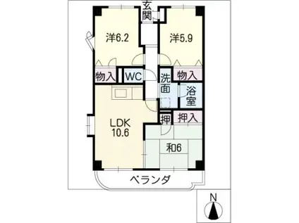 パークハウス瑞鳳(3LDK/3階)の間取り写真
