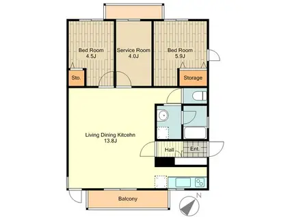 豊田ハウス(2SLDK/3階)の間取り写真