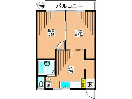 コーポマエカワ(2DK/2階)の間取り写真