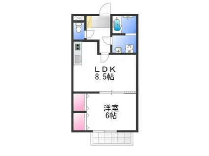RINON東貝塚(1LDK/1階)の間取り写真