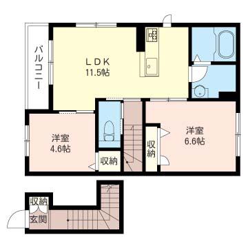 サン・グリナージュ(2LDK/2階)の間取り写真