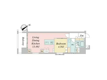 ニューシティアパートメンツ戸越(1LDK/8階)の間取り写真