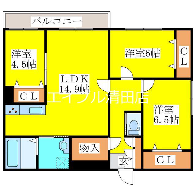 メゾンMT北野(3LDK/4階)の間取り写真