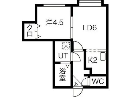 ベドリントンハイム(1DK/2階)の間取り写真