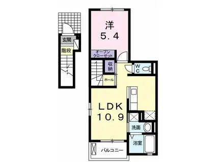 ヘリオス利休梅(1LDK/2階)の間取り写真