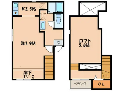 ピュール九研(1K/1階)の間取り写真
