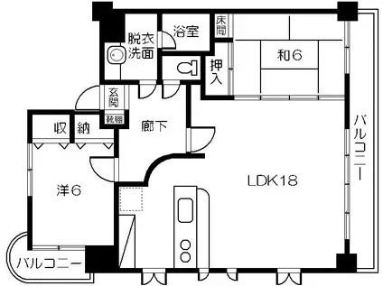 ステイタスマンション紫原(2LDK/3階)の間取り写真