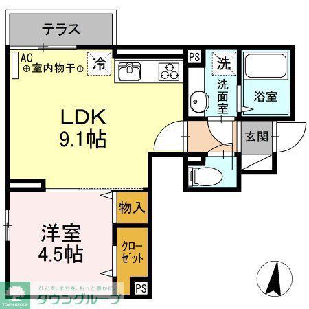 LUMIUS(1LDK/1階)の間取り写真
