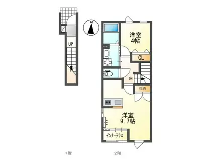 ツリーハイツ上菅谷(1LDK/2階)の間取り写真