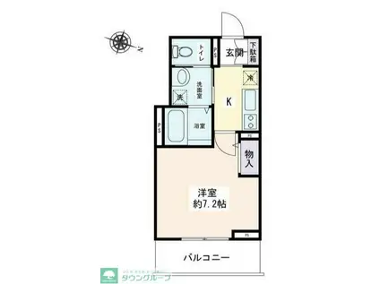 クオーレタチバナ(1K/2階)の間取り写真