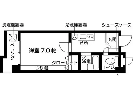 パティオII(1K/3階)の間取り写真