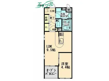 クオーレトラストIII(1LDK/2階)の間取り写真