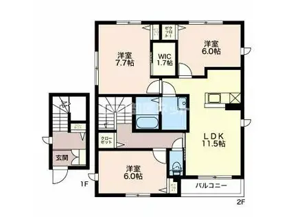ヴィア・パエーゼ(3LDK/2階)の間取り写真