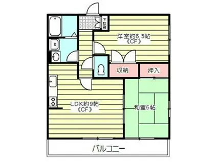 みなもとハイツ(2LDK/2階)の間取り写真