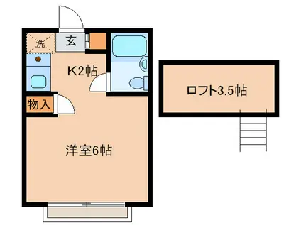 第三通南ハウス(1K/2階)の間取り写真