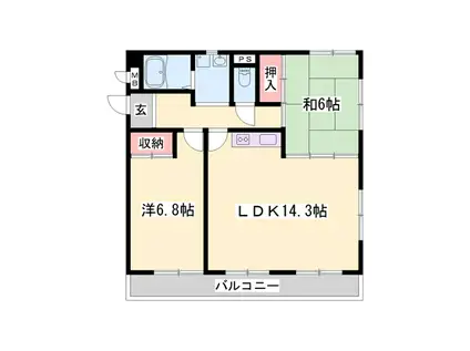 セントラルメゾン(2LDK/2階)の間取り写真