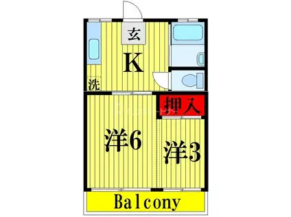 JUNコーポ(2K/3階)の間取り写真