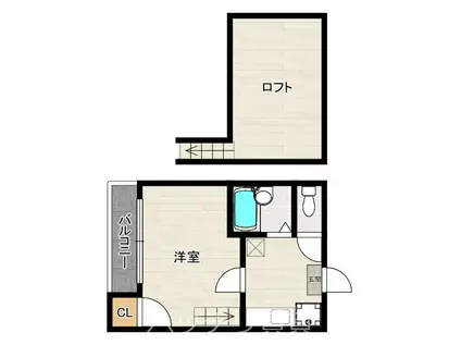 エフ・フラット唐人町(1K/2階)の間取り写真