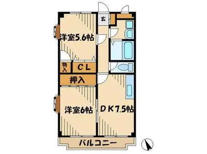 コートヴィレッジ21(2DK/3階)の間取り写真